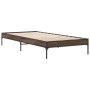 Estructura cama madera ingeniería metal roble marrón 90x200 cm de vidaXL, Camas y somieres - Ref: Foro24-845035, Precio: 64,3...