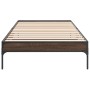Estructura cama madera ingeniería metal roble marrón 90x200 cm de vidaXL, Camas y somieres - Ref: Foro24-845035, Precio: 64,3...
