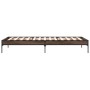 Estructura cama madera ingeniería metal roble marrón 90x200 cm de vidaXL, Camas y somieres - Ref: Foro24-845035, Precio: 64,3...
