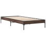 Estructura cama madera ingeniería metal roble marrón 90x200 cm de vidaXL, Camas y somieres - Ref: Foro24-845035, Precio: 64,3...
