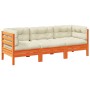 Set de sofás jardín 3 pzas con cojines madera pino marrón cera de vidaXL, Conjuntos de jardín - Ref: Foro24-3299272, Precio: ...