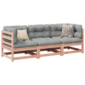 Set de sofás jardín 3 pzas con cojines madera abeto Douglas de vidaXL, Conjuntos de jardín - Ref: Foro24-3299270, Precio: 299...