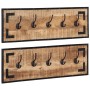 Percheros 2 uds madera maciza de mango rugosa 80x8x25 cm de vidaXL, Percheros para sombreros y abrigos - Ref: Foro24-358919, ...