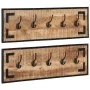 Percheros 2 uds madera maciza de mango rugosa 80x8x25 cm de vidaXL, Percheros para sombreros y abrigos - Ref: Foro24-358919, ...