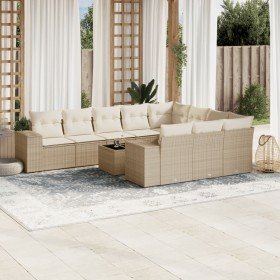 Set de sofás de jardín 11pzas con cojines ratán sintético beige en Conjuntos de jardín | Comprar online en Foru.es