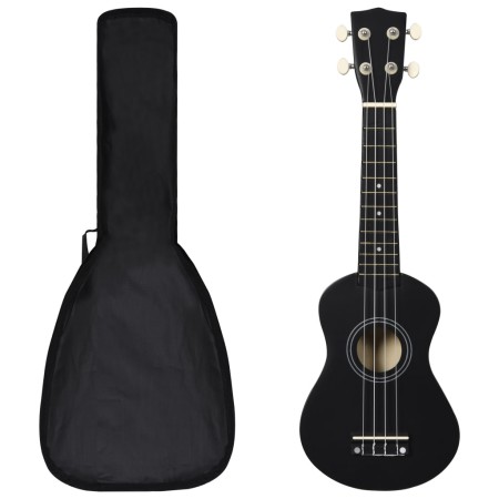 Set de ukelele soprano con funda para niños negro 21" de vidaXL, Instrumentos de cuerda - Ref: Foro24-70147, Precio: 27,47 €,...