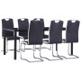 Juego de comedor 7 piezas cuero sintético negro de vidaXL, muebles para cocinas y comedores - Ref: Foro24-3053111, Precio: 71...