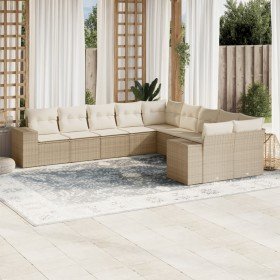 Juego de sofás jardín con cojines beige 10 pzas ratán sintético en Conjuntos de jardín | Comprar online en Foru.es
