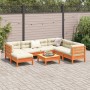 Set de sofás jardín 8 pzas con cojines madera pino marrón cera de vidaXL, Conjuntos de jardín - Ref: Foro24-3299560, Precio: ...