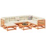 Set de sofás jardín 8 pzas con cojines madera pino marrón cera de vidaXL, Conjuntos de jardín - Ref: Foro24-3299557, Precio: ...
