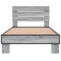 Estructura cama madera ingeniería metal gris Sonoma 75x190 cm de vidaXL, Camas y somieres - Ref: Foro24-845750, Precio: 67,38...
