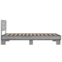 Estructura cama madera ingeniería metal gris Sonoma 75x190 cm de vidaXL, Camas y somieres - Ref: Foro24-845750, Precio: 67,38...