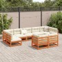 Juego de sofás de jardín 9 pzas madera maciza pino marrón cera de vidaXL, Conjuntos de jardín - Ref: Foro24-3299626, Precio: ...