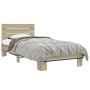 Estructura cama madera ingeniería metal roble Sonoma 100x200 cm de vidaXL, Camas y somieres - Ref: Foro24-845738, Precio: 70,...