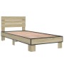 Estructura cama madera ingeniería metal roble Sonoma 100x200 cm de vidaXL, Camas y somieres - Ref: Foro24-845738, Precio: 70,...