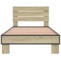 Estructura cama madera ingeniería metal roble Sonoma 100x200 cm de vidaXL, Camas y somieres - Ref: Foro24-845738, Precio: 70,...