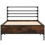 Estructura cama madera ingeniería metal roble ahumado 90x190 cm de vidaXL, Camas y somieres - Ref: Foro24-845629, Precio: 67,...