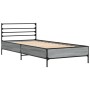 Estructura cama madera ingeniería metal gris Sonoma 90x200 cm de vidaXL, Camas y somieres - Ref: Foro24-845585, Precio: 77,74...
