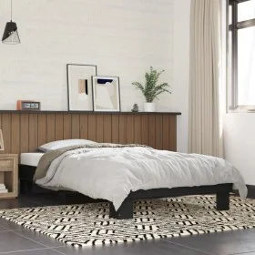 Estructura de cama madera de ingeniería y metal negra 75x190 cm de vidaXL, Camas y somieres - Ref: Foro24-845877, Precio: 58,...