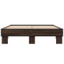 Estructura cama madera ingeniería metal marrón roble 135x190 cm de vidaXL, Camas y somieres - Ref: Foro24-845896, Precio: 100...