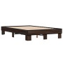 Estructura cama madera ingeniería metal marrón roble 135x190 cm de vidaXL, Camas y somieres - Ref: Foro24-845896, Precio: 100...
