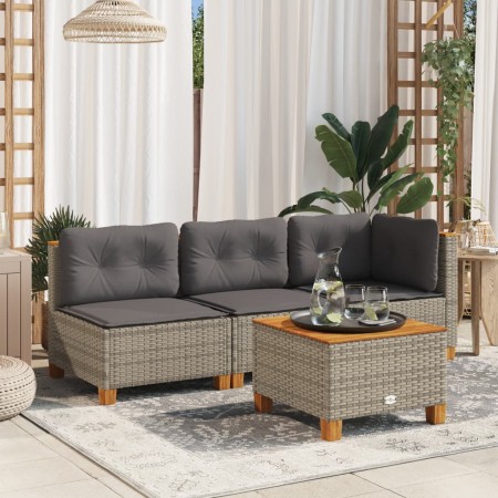 Mesa de jardín ratán sintético madera acacia gris 55x55x36 cm de vidaXL, Mesas de jardín - Ref: Foro24-365909, Precio: 65,15 ...