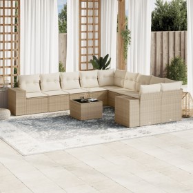 Set de sofás de jardín 11pzas con cojines ratán sintético beige en Conjuntos de jardín | Comprar online en Foru.es