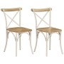 Sillas con respaldo cruzado 2 uds madera maciza de mango blanco de vidaXL, Sillas de comedor - Ref: Foro24-247315, Precio: 20...