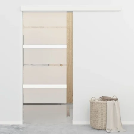 Puerta corredera vidrio ESG y aluminio plateado 76x205 cm de vidaXL, Puertas - Ref: Foro24-288058, Precio: 207,43 €, Descuent...