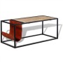 Mesa de centro con revistero de cuero auténtico 110x50x45 cm en Mesas de centro | Comprar online en Foru.es