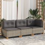 Sofá de jardín de 3 plazas con cojines ratán sintético gris de vidaXL, Sofás de exterior - Ref: Foro24-365921, Precio: 198,96...