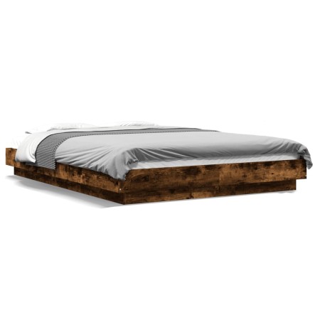 Estructura de cama madera de ingeniería roble ahumado 120x200cm de vidaXL, Camas y somieres - Ref: Foro24-3281200, Precio: 15...
