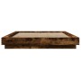 Estructura de cama madera de ingeniería roble ahumado 135x190cm de vidaXL, Camas y somieres - Ref: Foro24-3281228, Precio: 15...