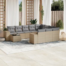 Set de sofás de jardín 11pzas con cojines ratán sintético beige en Conjuntos de jardín | Comprar online en Foru.es