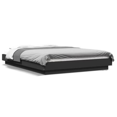 Estructura de cama madera de ingeniería negra 140x200 cm de vidaXL, Camas y somieres - Ref: Foro24-3281190, Precio: 165,94 €,...