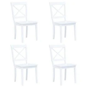 Sillas de comedor 4 unidades madera maciza de caucho blanco de vidaXL, Sillas de comedor - Ref: Foro24-247357, Precio: 246,99...