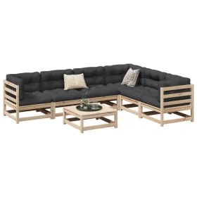 Set de sofás jardín 7 pzas con cojines madera maciza pino de vidaXL, Conjuntos de jardín - Ref: Foro24-3299467, Precio: 627,7...