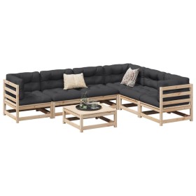 Set de sofás jardín 7 pzas con cojines madera maciza pino de vidaXL, Conjuntos de jardín - Ref: Foro24-3299467, Precio: 635,3...