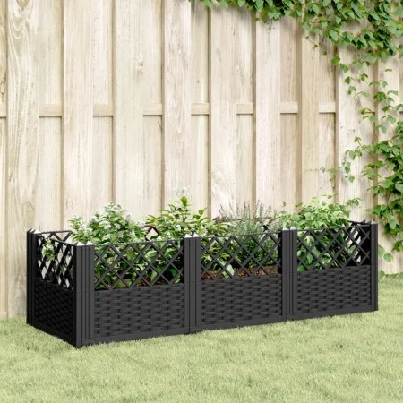 Jardinera con clavijas PP negro 123,5x43,5x43,5 cm de vidaXL, Maceteros y jardineras - Ref: Foro24-368017, Precio: 54,83 €, D...
