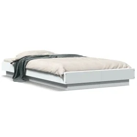 Estructura de cama con LED madera ingeniería blanco 100x200 cm de vidaXL, Camas y somieres - Ref: Foro24-3281112, Precio: 159...