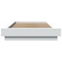 Estructura de cama con LED madera ingeniería blanco 100x200 cm de vidaXL, Camas y somieres - Ref: Foro24-3281112, Precio: 161...