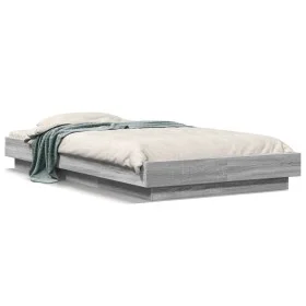 Sonoma gray wood bed frame with LED lights 90x190 cm by vidaXL, Beds and slatted bases - Ref: Foro24-3281152, Price: 153,10 €...