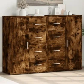Aparadores 2 uds madera de ingeniería roble ahumado 60x31x84 cm de vidaXL, Aparadores - Ref: Foro24-3276592, Precio: 180,73 €...