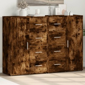 Aparadores 2 uds madera de ingeniería roble ahumado 60x31x84 cm de vidaXL, Aparadores - Ref: Foro24-3276592, Precio: 183,73 €...