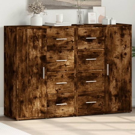 Aparadores 2 uds madera de ingeniería roble ahumado 60x31x84 cm de vidaXL, Aparadores - Ref: Foro24-3276592, Precio: 183,73 €...