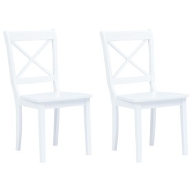 Sillas de comedor 2 unidades madera maciza de caucho blanco de vidaXL, Sillas de comedor - Ref: Foro24-247356, Precio: 130,84...