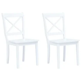 Sillas de comedor 2 unidades madera maciza de caucho blanco de vidaXL, Sillas de comedor - Ref: Foro24-247356, Precio: 137,48...