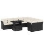 Set de sofás de jardín 10 pzas cojines ratán sintético negro de vidaXL, Conjuntos de jardín - Ref: Foro24-3266836, Precio: 58...