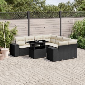Set de sofás de jardín 8 piezas y cojines ratán sintético negro de vidaXL, Conjuntos de jardín - Ref: Foro24-3269056, Precio:...