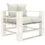 Sofá de palets para jardín madera con cojines beige de vidaXL, Sofás de exterior - Ref: Foro24-3052420, Precio: 109,32 €, Des...